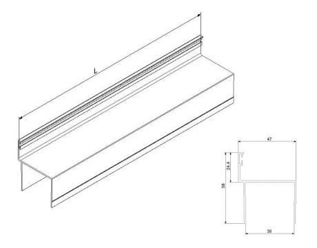 Hliníkový h-profil - čierny (dverový) - PSD - 6000 mm
