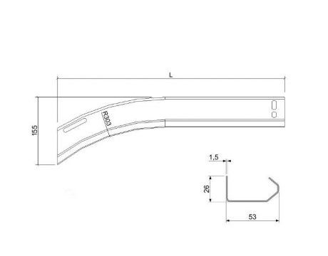 Vodiaca koľajnica s oblúkom R303 - L=2685mm
