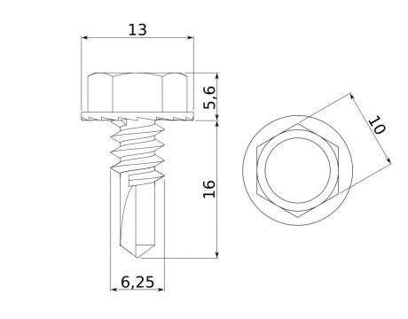 TEXA šrób 6,3x16mm s vrtákom
