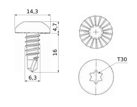 TEXA šrób 6,3x16mm - TORX s vrtákom