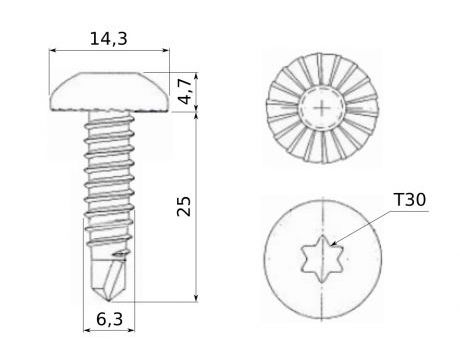 TEXA šrób 6,3x25mm - TORX s vrtákom