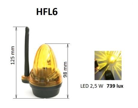 Univerzálny oranžový LED maják s integrovanou anténou 12V, 24V, 230V - AC/DC