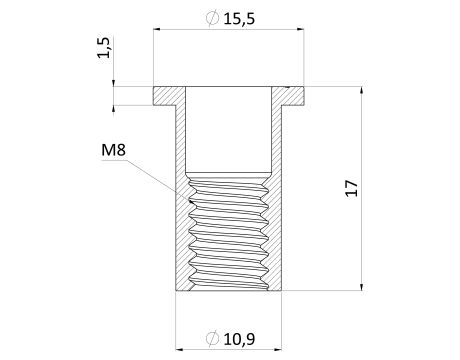 Nitovacia matica M8 - L-18,5 mm