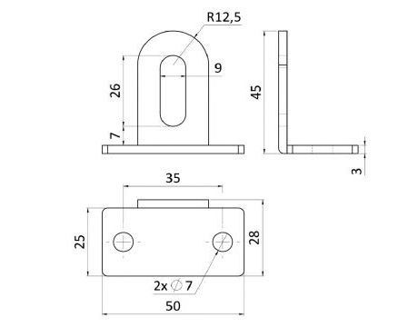 Montážny uholník 45 x 28