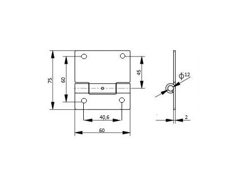 Stredový pánt LP 75x60