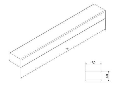 Oceľový obdĺžnikový klin (kajlík) 6,3 x 9,5 x 40 mm