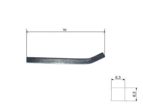 Oceľový štvorcový klin (kajlík) 6,3 x 6,3 x 95 mm - zahnutý