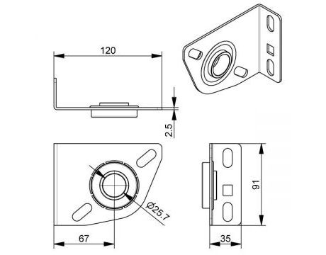 Bočná konzola s ložiskom FlexiForce 310-67NR