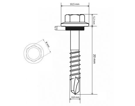 TEXA šrób 4,8x20 mm s vrtákom a podložkou